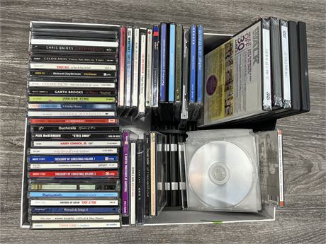 BOX OF CDS & SOME DVDS
