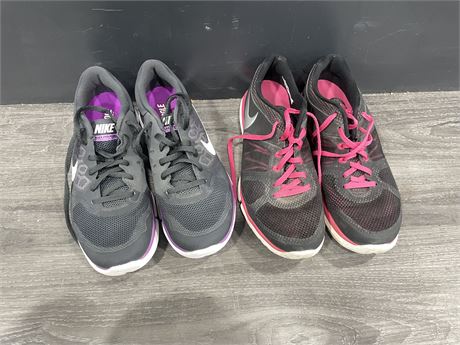 2 PAIRS OF NIKE FLEX WOMANS RUNNING SHOES SIZE 9