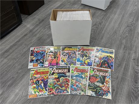 SHORTBOX OF AVENGERS COMICS - ALL BAGGED & BOARDED