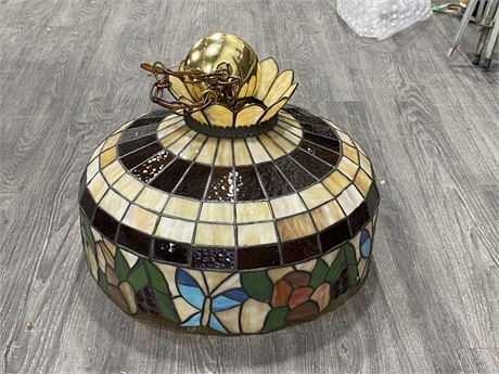 VINTAGE STAINED GLASS HANGING LIGHT (19”)