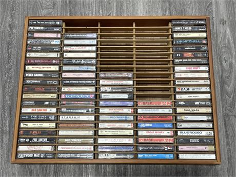 LOT OF 78 CASSETTE TAPES IN DISPLAY CASE