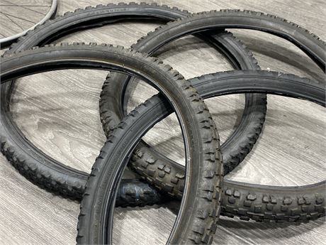 LOT OF BIKE TIRE/RIMS - ASSORTED BRANDS AND CONDITIONS