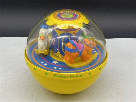 VINTAGE FISHER PRICE ROLLY POLLY CHIME BALL (7” TALL)