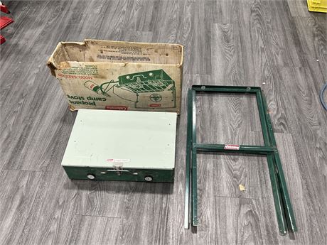 VINTAGE COLEMAN CAMP STOVE W/ BOX & STAND