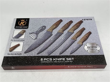 (NEW) KITCHEN KING 6 PCS KNIFE SET - ANTI-BACTERIAL COATING