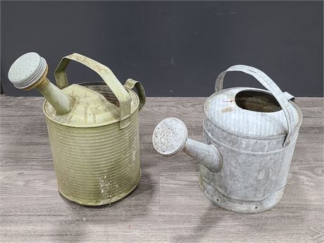 2 VINTAGE GALVANIZED WATERING CANS