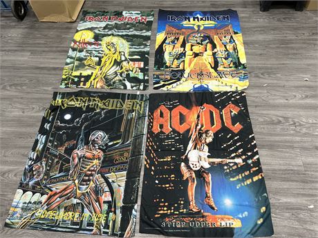 3 IRON MAIDEN / 1 AC/DC BANNERS (29”x40”)