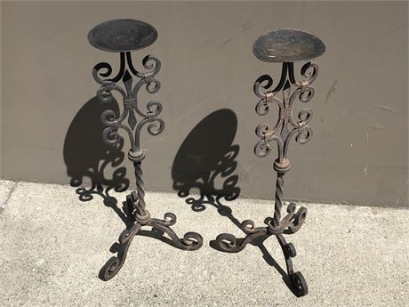2 CAST IRON CANDLE STAND 24”