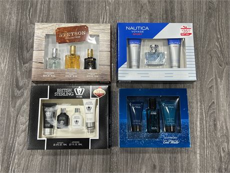 4 NEW COLOGNE / PERSONAL HYGIENE SETS