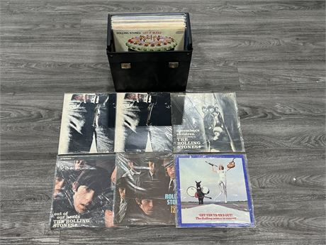LOT OF ROLLING STONES RECORDS + CASE (CONDITION VARIES)