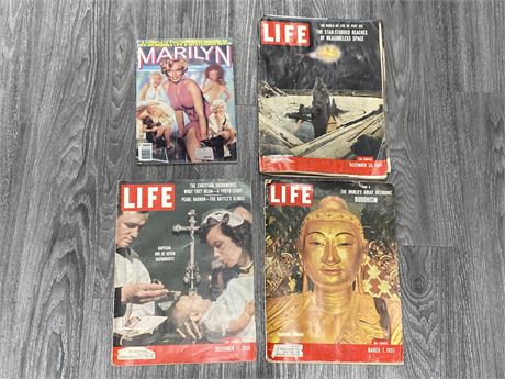 (3) 1950s LIFE MAGAZINES & MARILYN MONROE MAGAZINE