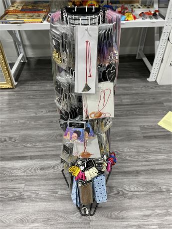 STORE DISPLAY W/ 350 NEW ITEMS; STICKERS-COSTUME JEWELRY-EARRINGS-OTHERS