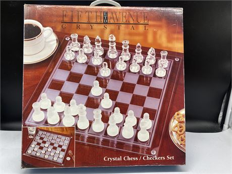 FIFTH AVENUE CRYSTAL CHESS/CHECKERS SET