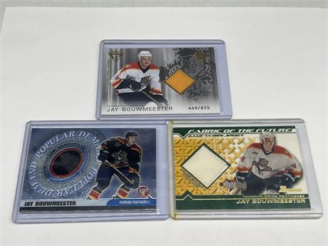 03-04 LOT OF 3 JAY BOUWMEESTER JERSEY CARDS