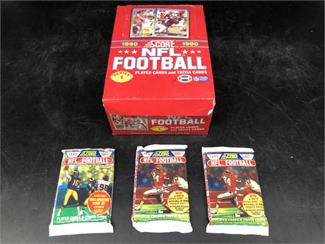 BOX OF UNOPENED FOOTBALL CARD PACKS (1990)