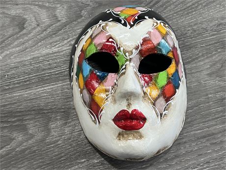 STAMPED VENETIAN RIDETINA MASK - HAND CRAFTED IN ITALY - 8” TALL