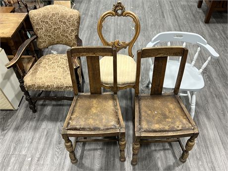 5 VINTAGE CHAIRS