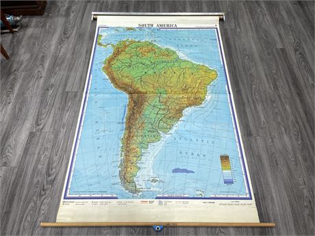 VINTAGE SCHOOL MAP - SOUTH AMERICA 55”x70”