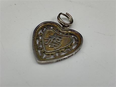 CHINESE SYMBOL STERLING HEART PENDANT