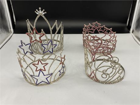 4 CRYSTAL PAGEANT CROWNS