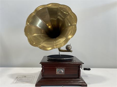 VINTAGE TABLE TOP GRAMOPHONE (His masters voice - 26” TALL
