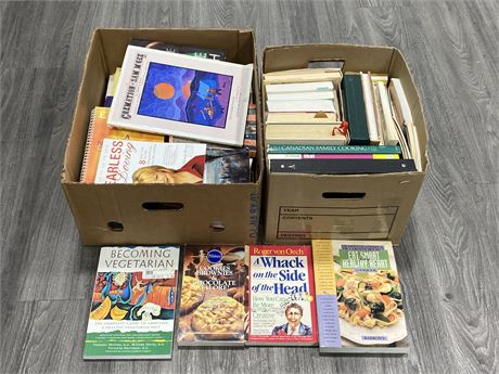2 BOXES OF COOK BOOKS & OTHER BOOKS