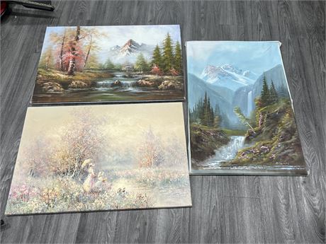 3 SIGNED ORIGINAL PAINTINGS ON CANVAS (36”x24”)