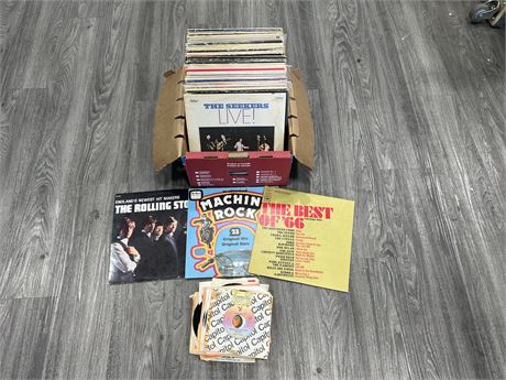 BOX OF MISC RECORDS & 45’s - CONDITION VARIES