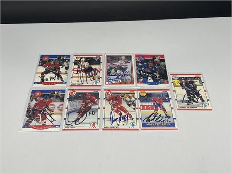 9 AUTOGRAPHED HOCKEY CARDS (MOSTLY FROM 90’s)