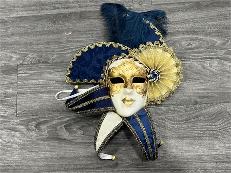 SIGNED / STAMPED VENETIAN MASK - HAND CRAFTED IN ITALY - 18” LONG