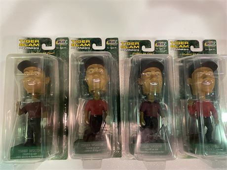 (NEW) SET OF 4 TIGER WOODS BOBBLE HEADS
