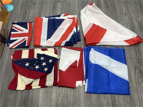 6 MISC FLAGS INCLUDING USA & CANADA