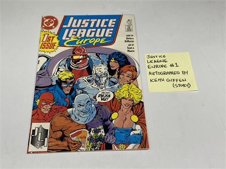 JUSTICE LEAGUE EUROPE #1 AUTOGRAPHED BY KEITH GIFFEN - MINT CONDITION