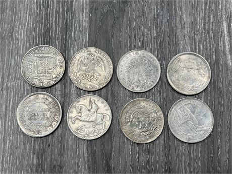 8 EARLY WORLD COINS - FOUND AS IS