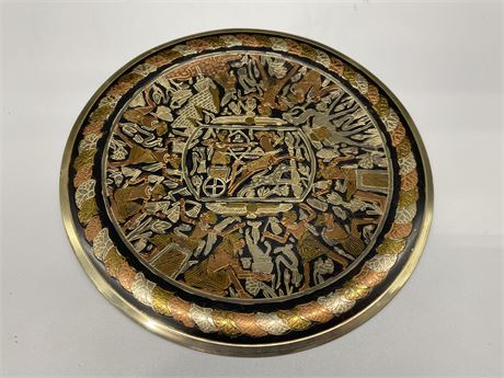 SILVER INLAID EGYPTIAN TRAY (8”)