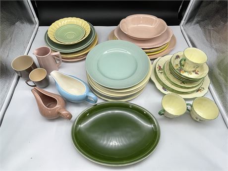 30PC’S MCM GRINDLEY, PECKIN CITY, OTHER CHINA + PARTIAL CROWN CHINA DISH SET