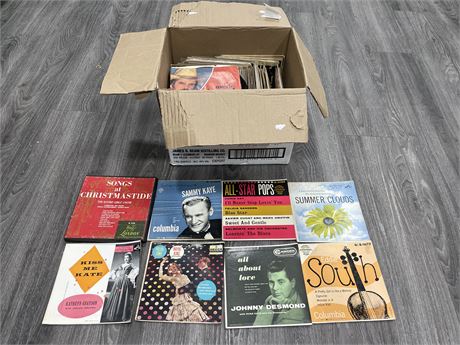 BOX OF 45’S MOST WITH CARDBOARD COVERS