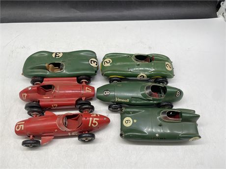 6 VINTAGE MERIT MADE IN ENGLAND RACE CARS