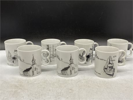 HOME OIL STATIONS 7 MUGS - 3” TALL