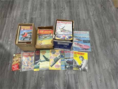 3 BOXES OF VINTAGE MECHANIC / AIRCRAFT MAGAZINES