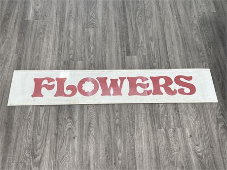 VINTAGE METAL DOUBLE SIDED SIGN - FLOWERS / ICE (62.5”x12”)