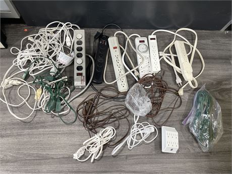 LARGE LOT OF POWER CORDS & EXTENSION CORDS