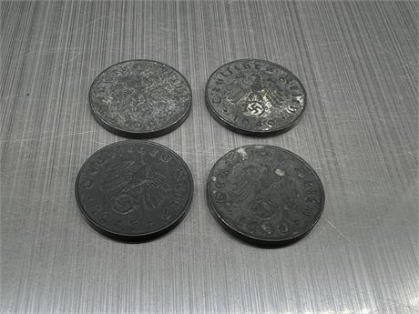 (4) 1940s GERMAN COINS