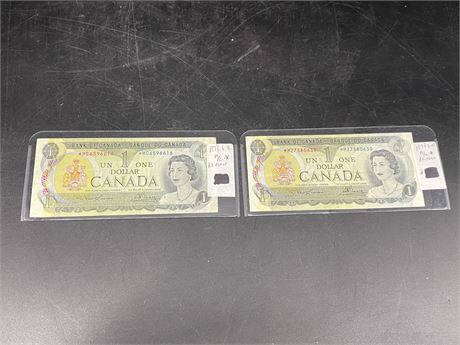 (2) 1973 CANADIAN $1 REPLACEMENT BILLS