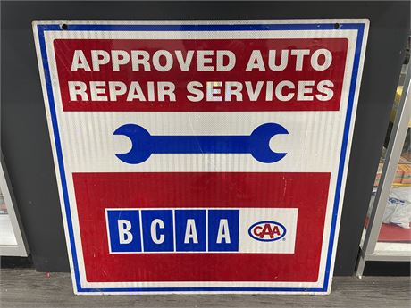 VINTAGE METAL DOUBLE SIDED CAA BCAA REPAIR SIGN - 3FT x 3FT