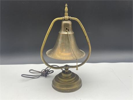 VINTAGE BRASS BELL SHAPED LAMP - NO PLUG 12”