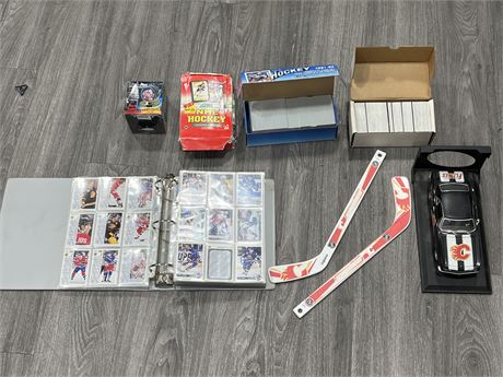 1990s NHL CARDS & CALGARY FLAMES COLLECTABLES INCLUDING 1:18 SCALE DIECAST