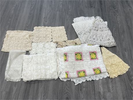 VINTAGE HAND CRAFTED CROCHET BEDSPREAD, DOILIES, ETC