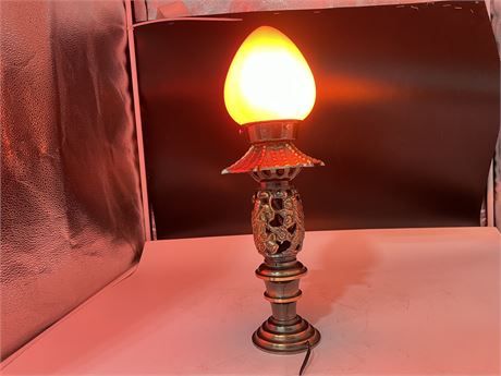 MCM CHINESE METAL RED BULB TABLE LAMP 16”