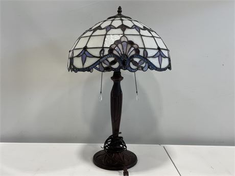 TIFFANY STYLE STAINED GLASS LAMP (25” TALL)